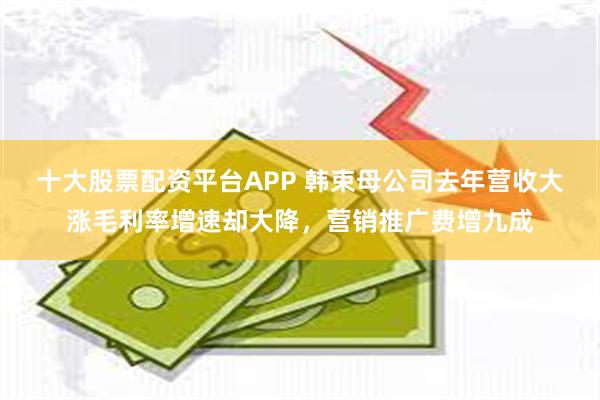 十大股票配资平台APP 韩束母公司去年营收大涨毛利率增速却大降，营销推广费增九成